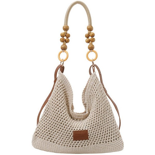 Mutig Strandtasche Boho Häkeltasche Damen, Strandtasche Sommer Shopper (Hobo Schultertasche, große Einkaufstasche), faltbare Reisetasche für Urlaub, Reise und F