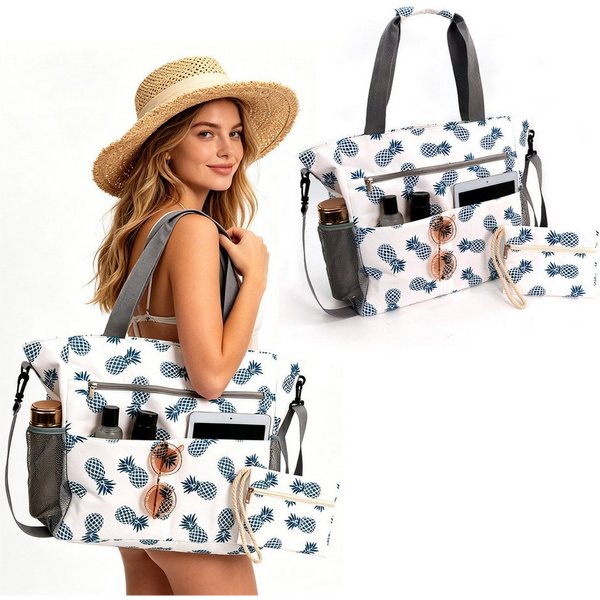 Mutig Strandtasche Große Strandtasche Damen mit Reißverschluss, Familie mit Kühlfach (Große Wasserdichte Strandtasche Damen, Shopper Tasche Handtasche Damen, XX