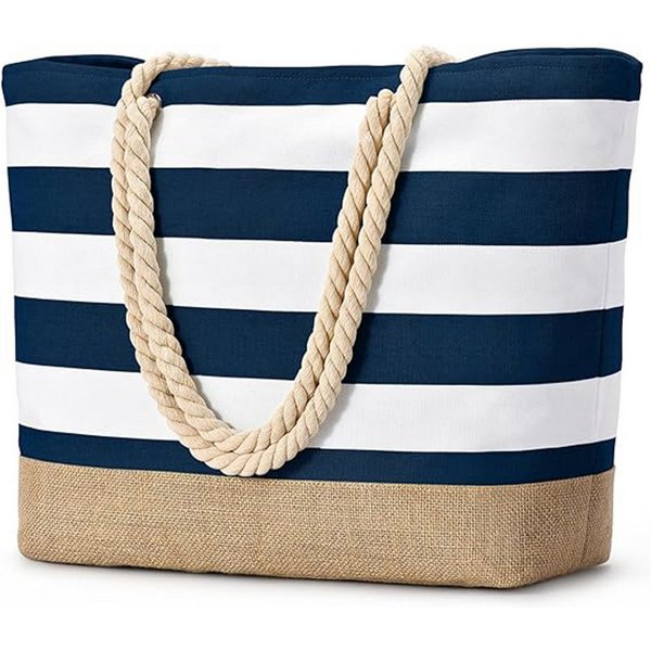 Mutig Strandtasche Strandtasche, XXL Familie Shopper Tasche (Badetasche Streifen, Groß Schwimmtasche mit Reißverschluss, Faltbar Umhängetasche Tragetasche Shopp