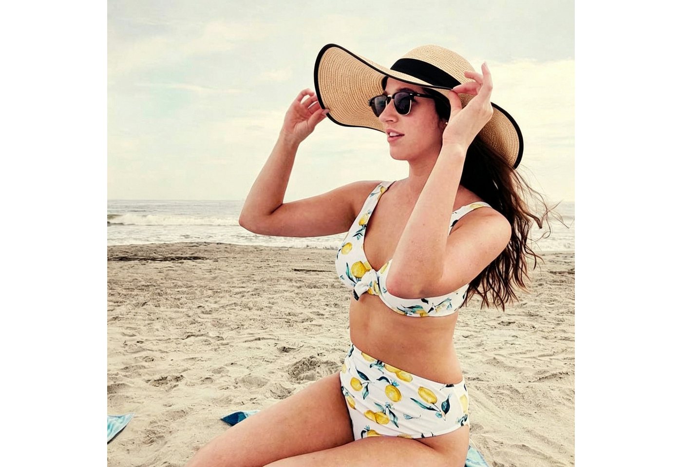 Mutig Strohhut Damen Breit Krempe Strohhut, Faltbarer Schutz Strandhut Sommerhut (Elegant Sommer Hut Sonnenhüte, Leicht, Atmungsaktiv) für Reisen Urlaub Strand – Bild 3 von 5