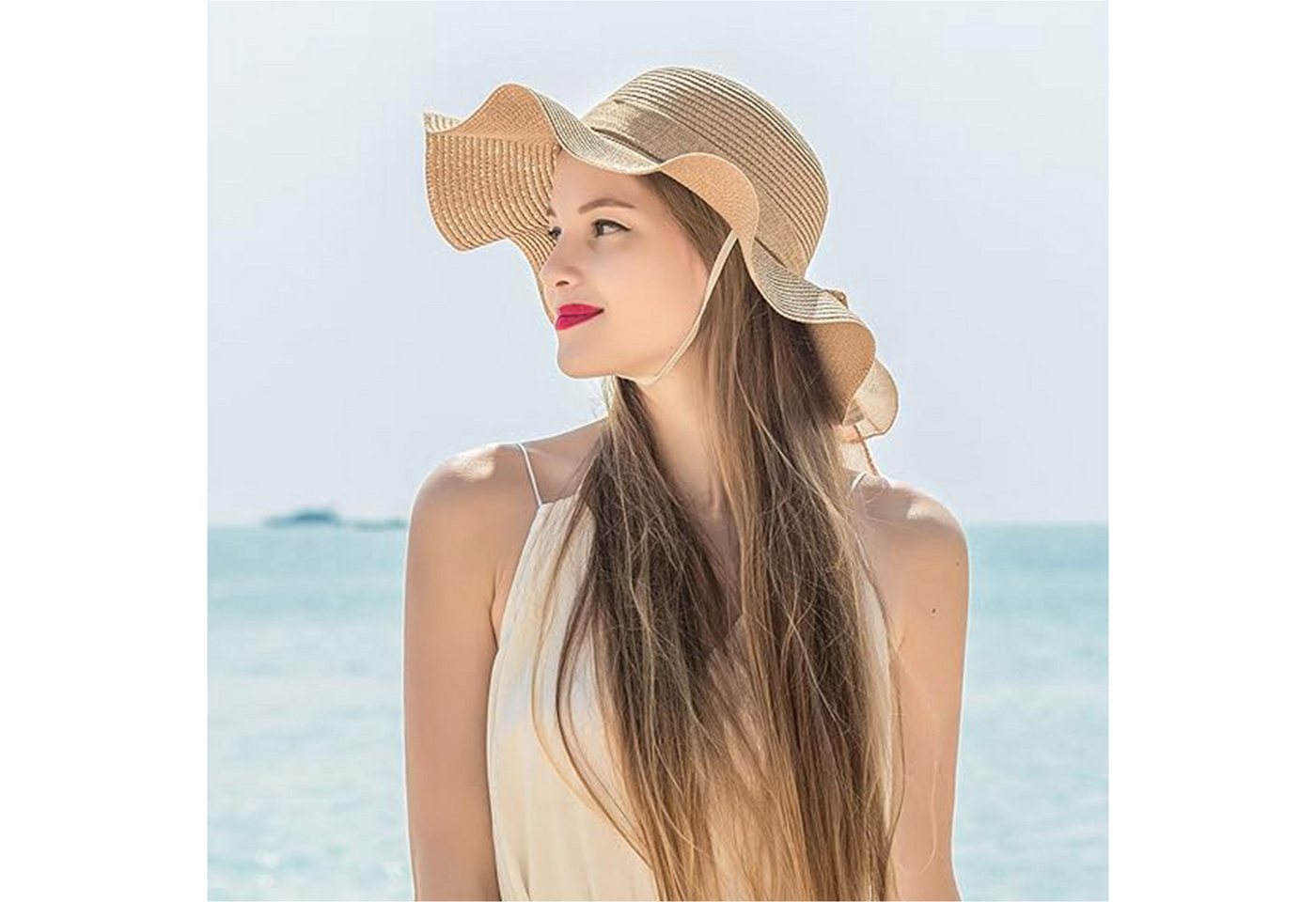 Mutig Strohhut Damen Sonnenhut Strohhut, Faltbarer Strandhut Sommerhut mit Breiter (Krempe, Leicht Atmungsaktiv, Eleganter Sonnenhut für Frauen, Unisex Hut) für – Bild 5 von 5