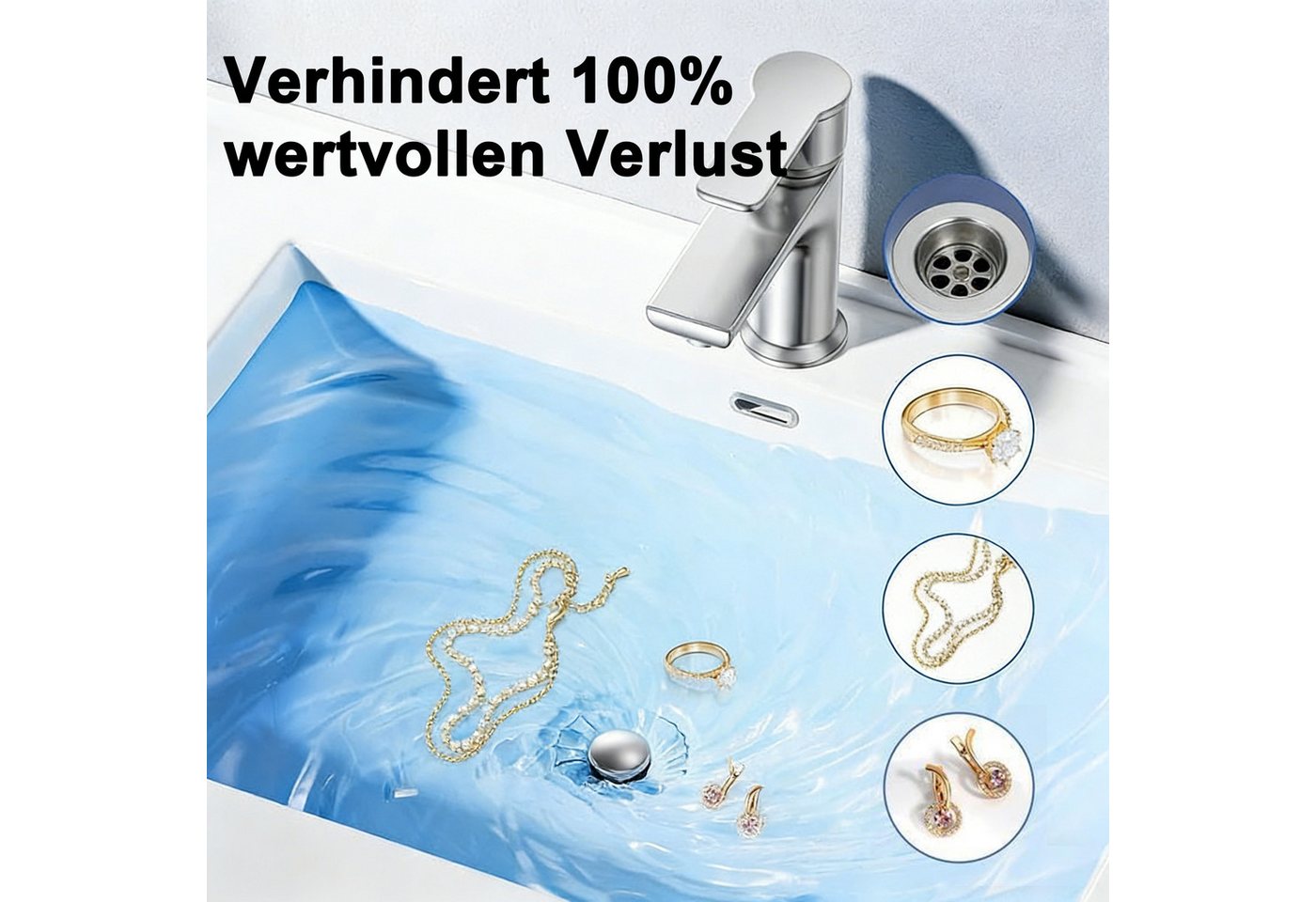 Mutig Waschbeckenstöpsel 2 Stück 2-in-1 Waschbeckenstöpsel mit Abflusssieb, aus 304 Edelstahl, (Universeller Pop Up Abflussstopfen mit Haarsieb, schnell ablaufe – Bild 5 von 5