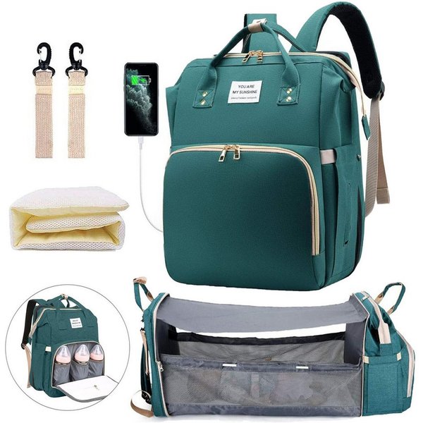 Mutig Wickeltasche Wickeltasche Rucksack, wickelrucksack mit bettfunktion Großer (Multifunktionale Diaper Bag Mit Wickelunterlage, Kinderwagen-Haken, Geeignet f