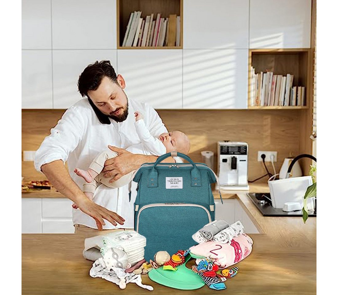 Mutig Wickeltasche Wickeltasche Rucksack, wickelrucksack mit bettfunktion Großer (Multifunktionale Diaper Bag Mit Wickelunterlage, Kinderwagen-Haken, Geeignet f – Bild 3 von 5