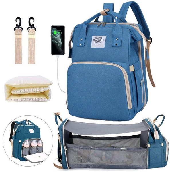 Mutig Wickeltasche Wickeltasche Rucksack, wickelrucksack mit bettfunktion Großer (Multifunktionale Diaper Bag Mit Wickelunterlage, Kinderwagen-Haken, Geeignet f