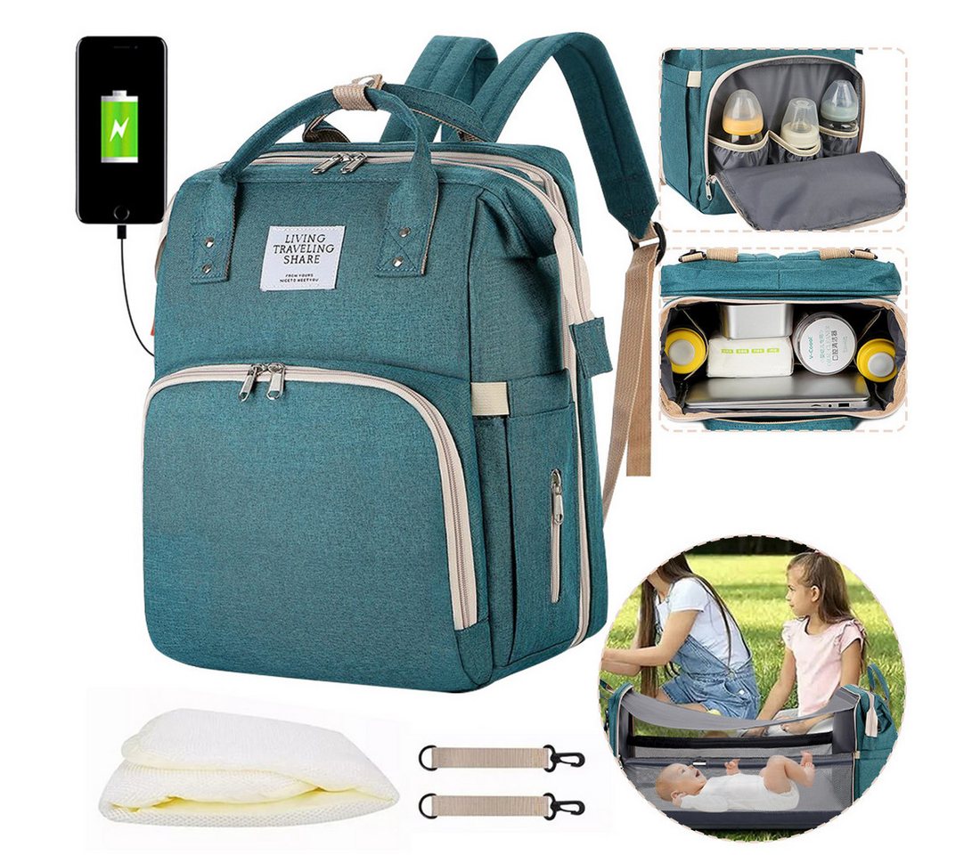 Mutig Wickeltasche Wickeltasche Rucksack, wickelrucksack mit bettfunktion Großer (Multifunktionale Diaper Bag Mit Wickelunterlage, Kinderwagen-Haken, Geeignet f – Bild 2 von 5