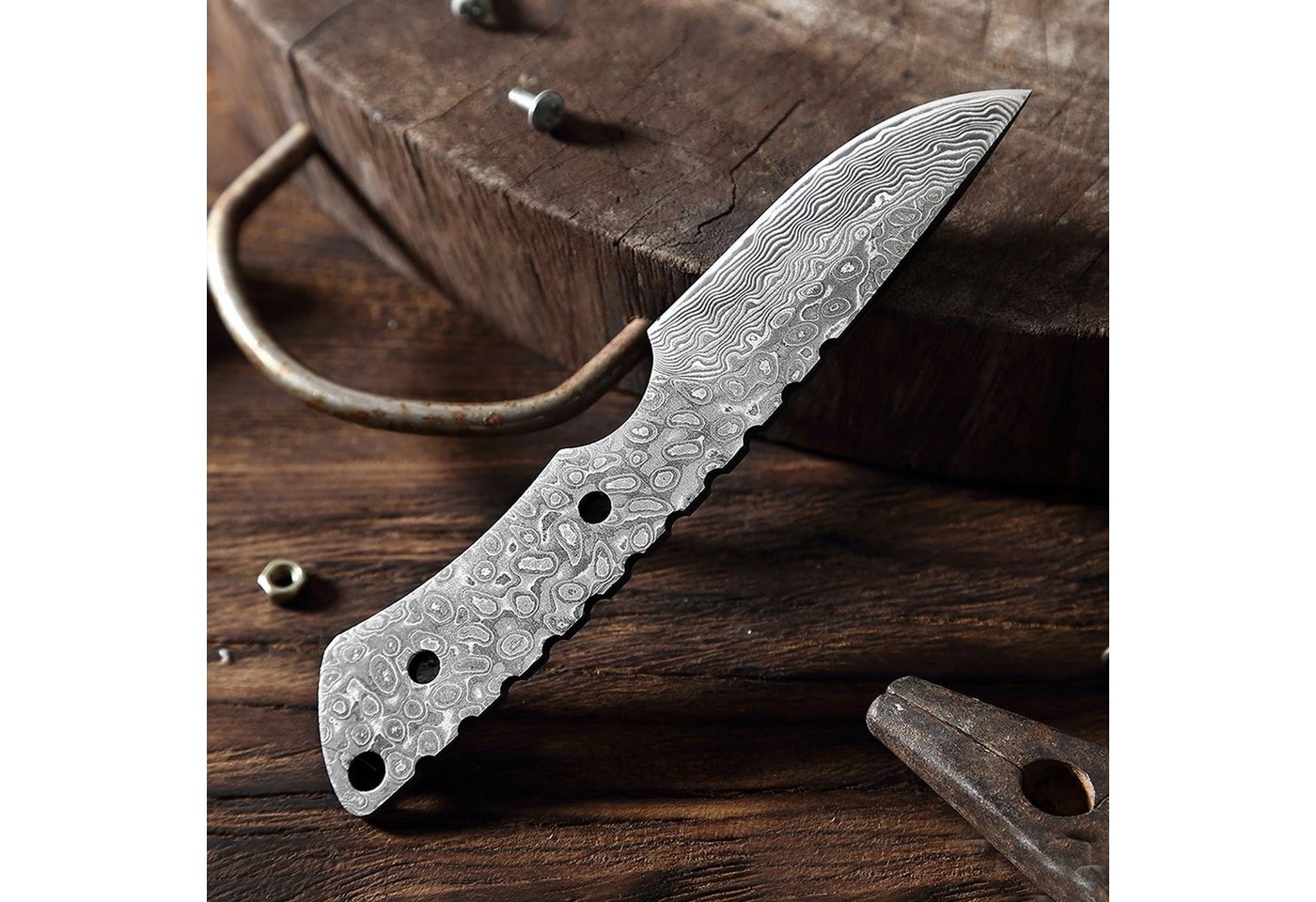 Muxel Damastmesser Klein, handlich, schick- Das Vielseitige Outdoormesser, Hackmesser, klein und handlich – Bild 2 von 5