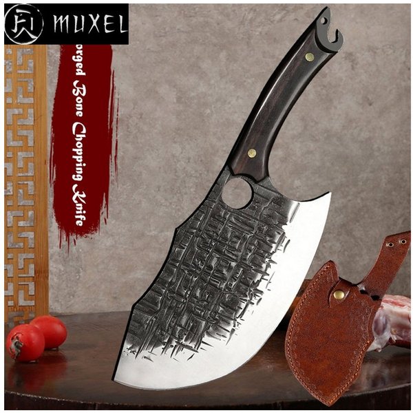 Muxel Hackmesser Metzgermesser Hackmesser Fleischerbeil schwer mit gebogener extradicke, handlich