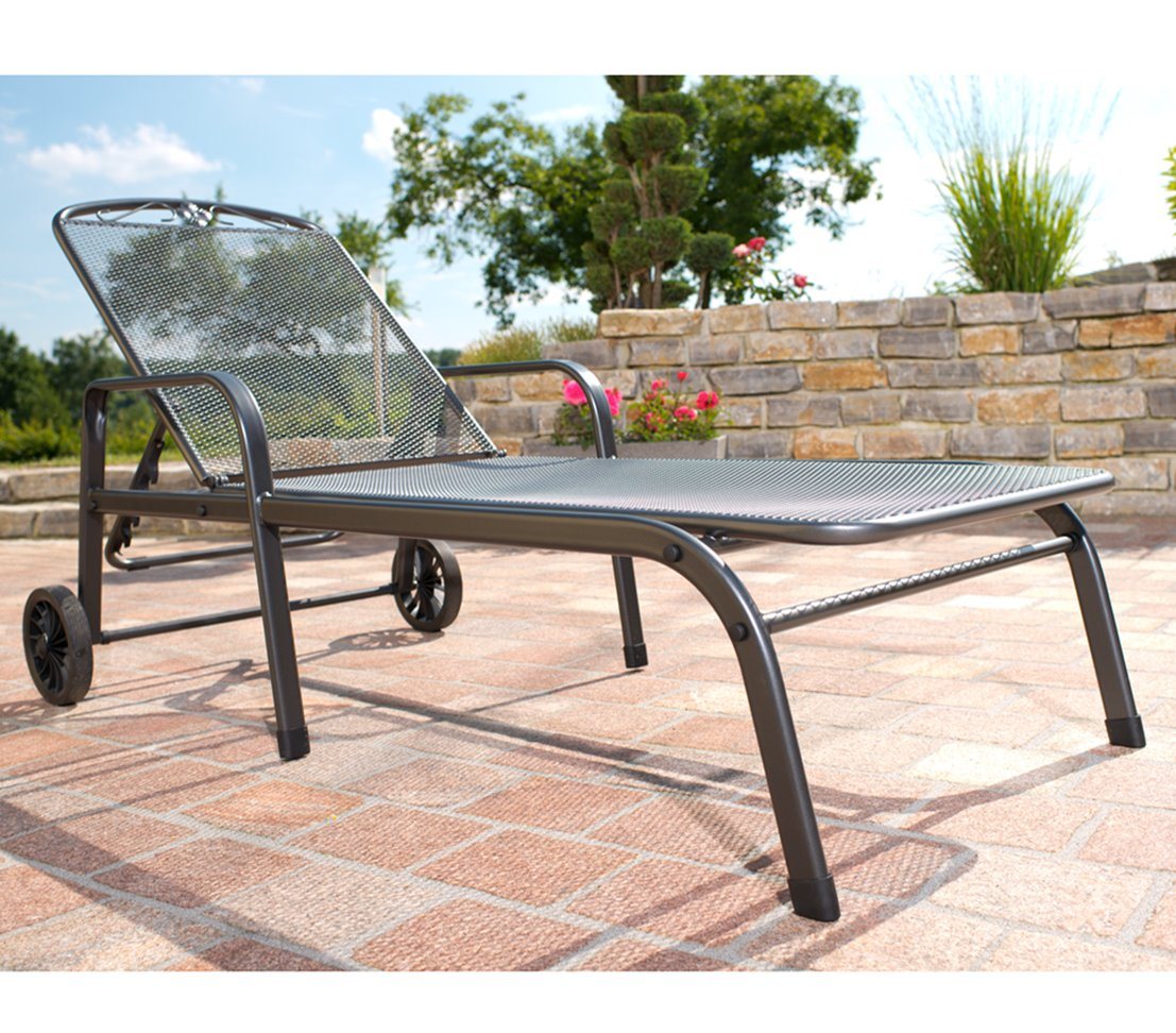 MWH Gartenliege Gartenliege Savoy, 187 x 81 x 52 cm, Gartenliege mit verstellbarem Kopfteil in verspielt-nostalgischem Design – Bild 5 von 5