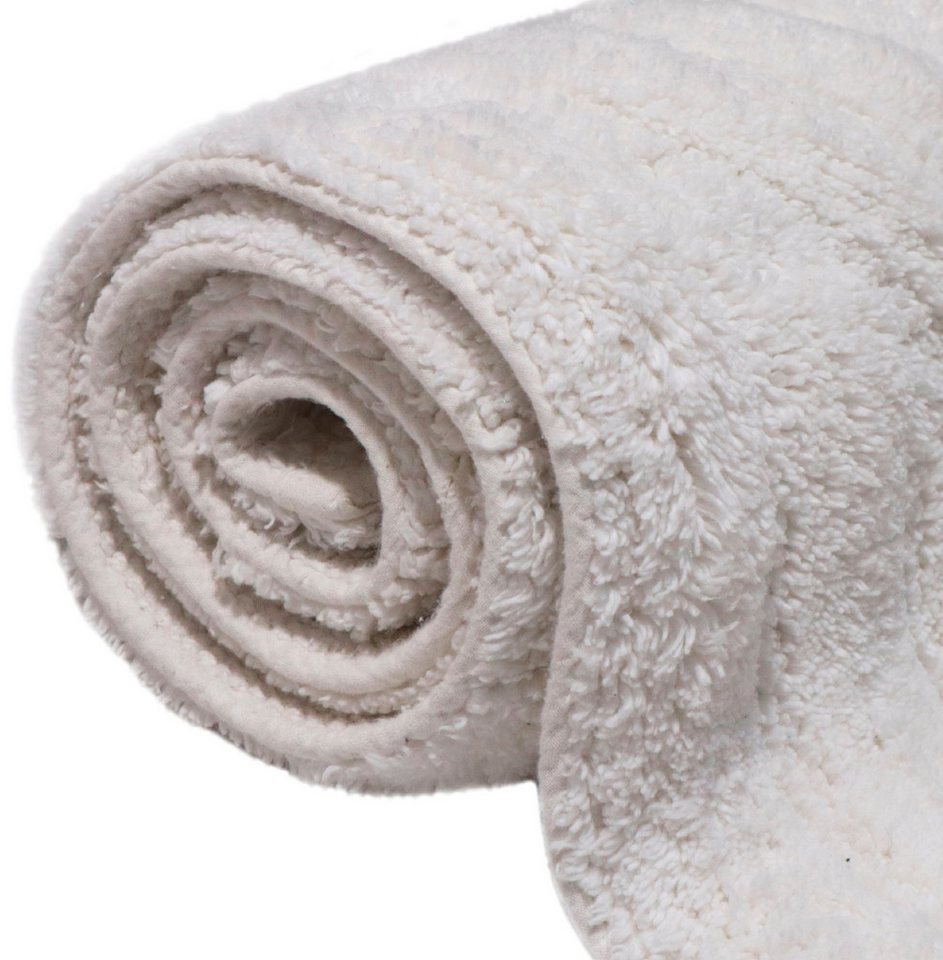 my home Badematte Juna, Badvorleger, Badezimmer Teppich, Zen, Scandi, Boho, Höhe 15 mm, rutschhemmend beschichtet, fußbodenheizungsgeeignet, Baumwolle, halbrund – Bild 3 von 5