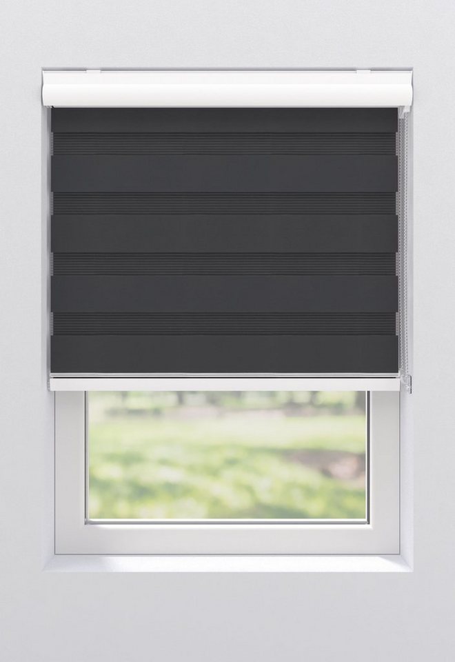 Doppelrollo Greta, my home, Lichtschutz, ohne Bohren, freihängend, Klemmträger mit Feststellschraube, mit Kassette, Befestigung mit Klemmträgern – Bild 2 von 5