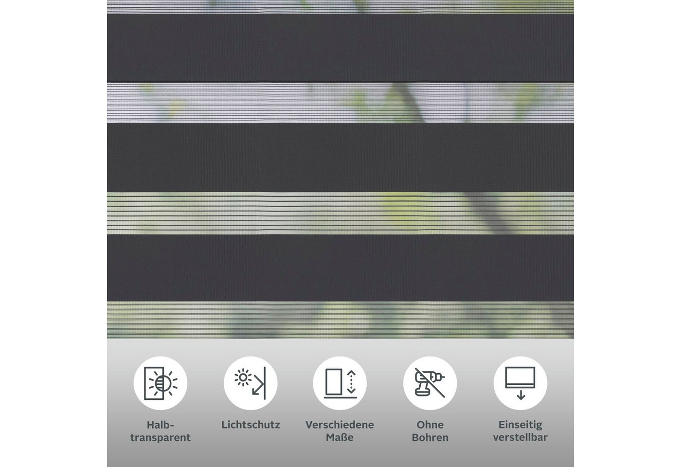 Doppelrollo Greta, my home, Lichtschutz, ohne Bohren, freihängend, Klemmträger mit Feststellschraube, mit Kassette, Befestigung mit Klemmträgern – Bild 3 von 5