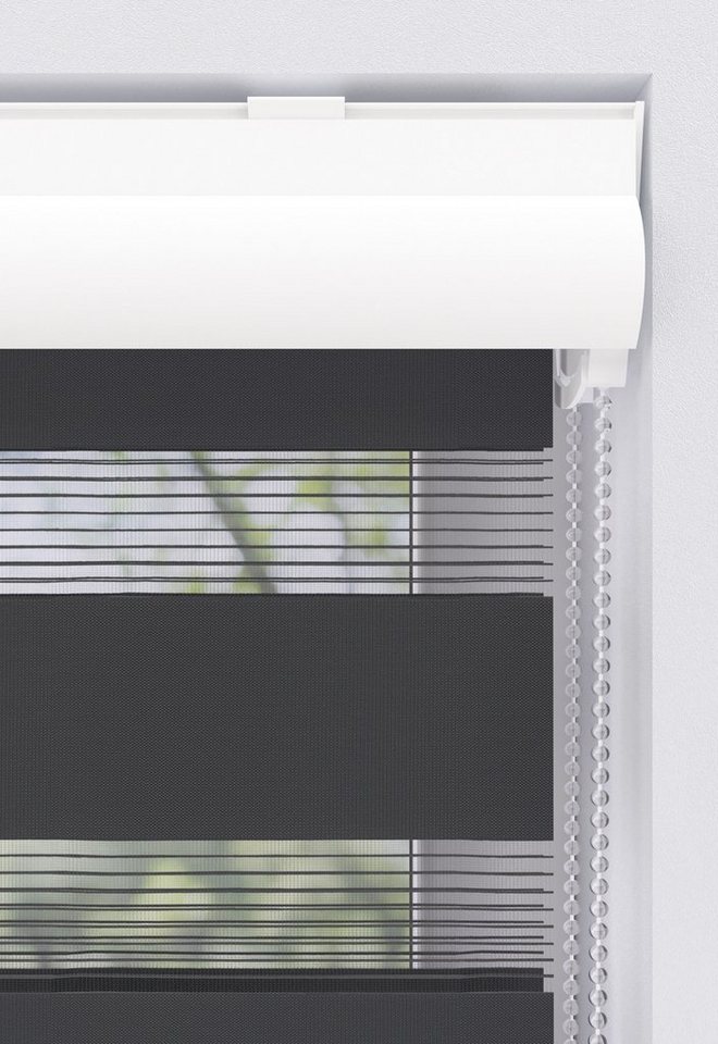 Doppelrollo Greta, my home, Lichtschutz, ohne Bohren, freihängend, Klemmträger mit Feststellschraube, mit Kassette, Befestigung mit Klemmträgern – Bild 5 von 5