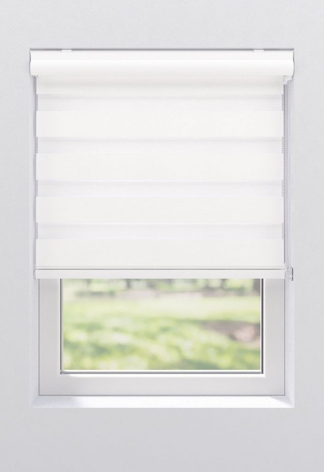 Doppelrollo Greta, my home, Lichtschutz, ohne Bohren, freihängend, Klemmträger mit Feststellschraube, mit Kassette, Befestigung mit Klemmträgern – Bild 2 von 5