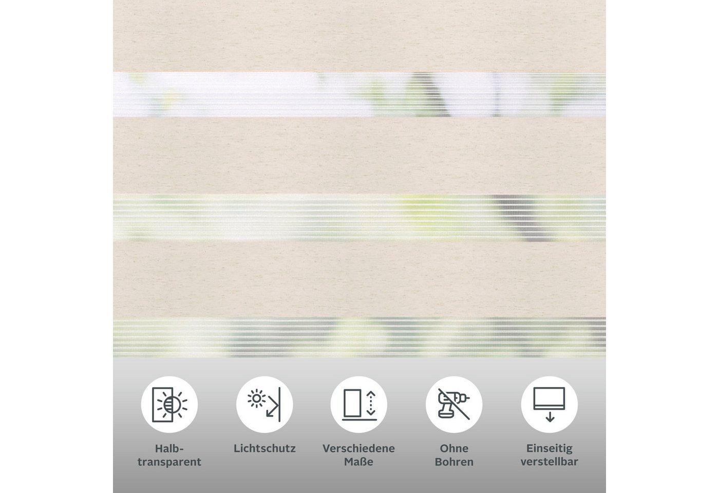 Doppelrollo Greta, my home, Lichtschutz, ohne Bohren, freihängend, Klemmträger mit Feststellschraube, mit Kassette, Befestigung mit Klemmträgern – Bild 3 von 5