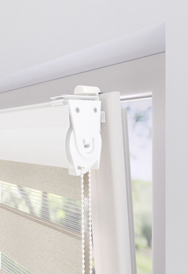Doppelrollo Greta, my home, Lichtschutz, ohne Bohren, freihängend, Klemmträger mit Feststellschraube, mit Kassette, Befestigung mit Klemmträgern – Bild 4 von 5