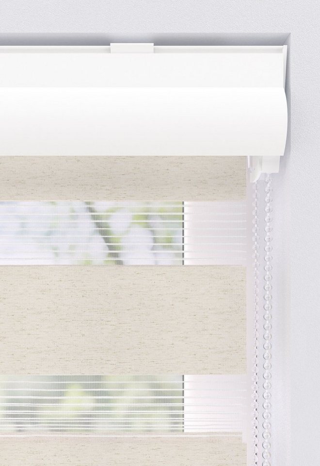 Doppelrollo Greta, my home, Lichtschutz, ohne Bohren, freihängend, Klemmträger mit Feststellschraube, mit Kassette, Befestigung mit Klemmträgern – Bild 5 von 5