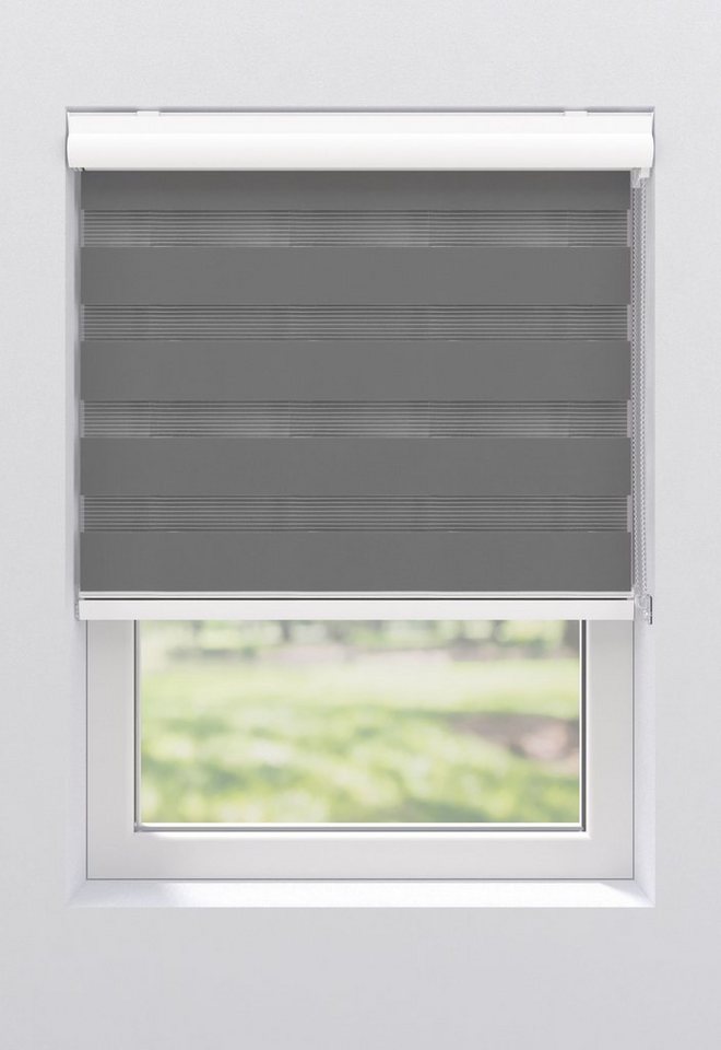 Doppelrollo Greta, my home, Lichtschutz, ohne Bohren, freihängend, Klemmträger mit Feststellschraube, mit Kassette, Befestigung mit Klemmträgern – Bild 2 von 5