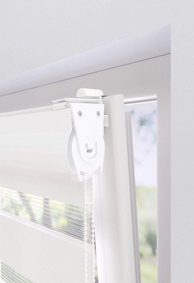 Doppelrollo Greta, my home, Lichtschutz, ohne Bohren, freihängend, Klemmträger mit Feststellschraube, mit Kassette, Befestigung mit Klemmträgern – Bild 4 von 5