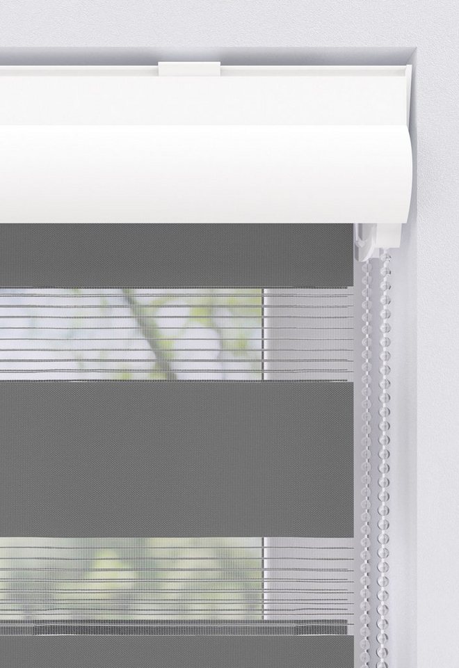 Doppelrollo Greta, my home, Lichtschutz, ohne Bohren, freihängend, Klemmträger mit Feststellschraube, mit Kassette, Befestigung mit Klemmträgern – Bild 5 von 5
