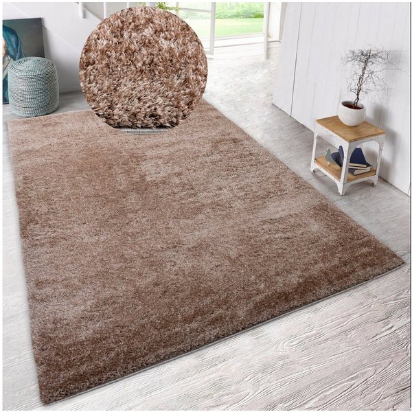 my home Hochflor-Teppich Malin, rechteckig, Höhe: 43 mm, Shaggy in Uni-Farben, einfarbig, leicht glänzend, besonders weich