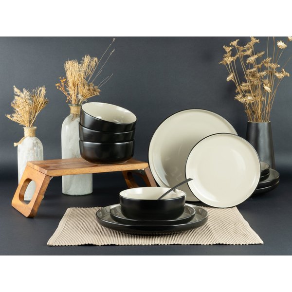 my home Tafelservice Teller Set, modernes Geschirr-Set, Service Östra Greda (12-tlg), 4 Personen, Steinzeug, hohe Haltbarkeit, spülmaschinengeeignet & mikrowell