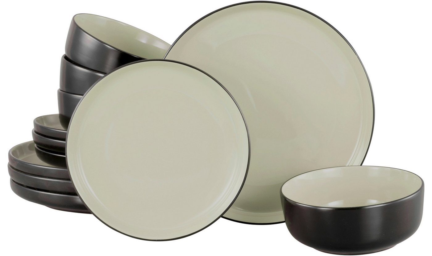 my home Tafelservice Teller Set, modernes Geschirr-Set, Service Östra Greda (12-tlg), 4 Personen, Steinzeug, hohe Haltbarkeit, spülmaschinengeeignet & mikrowell – Bild 2 von 5