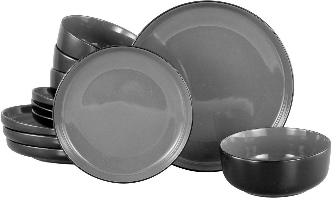 my home Tafelservice Teller Set, modernes Geschirr-Set, Service Östra Greda (12-tlg), 4 Personen, Steinzeug, hohe Haltbarkeit, spülmaschinengeeignet & mikrowell – Bild 2 von 5