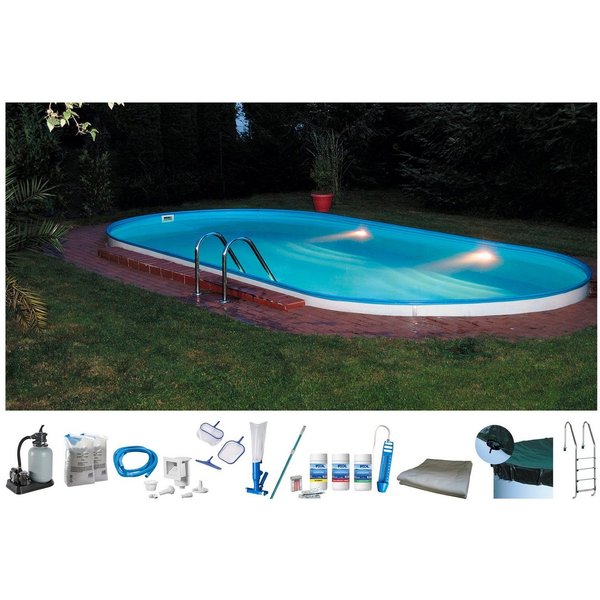 my POOL BWT Ovalpool PREMIUM mit blauer Innenfolie (Komplett-Set, 10-tlg), Höhe 150 cm, in verschiedenen Größen