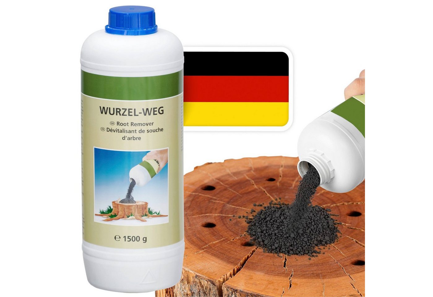 MY WAY Wurzelentferner-Mittel Wurzel-weg, beschleunigt den Zersetzungsprozess des Holzes, 1500 g, verschiedene Gebindegrößen – Bild 3 von 5