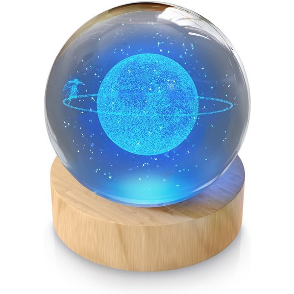 MyBeo LED Dekolicht 3D Glaskugel, Leuchtende Kristallkugel mit Gravur, Nachtlicht Skulptur, Farbwechsel, mit LED, USB-Anschluss, Nachtlichtfunktion, LED fest ve