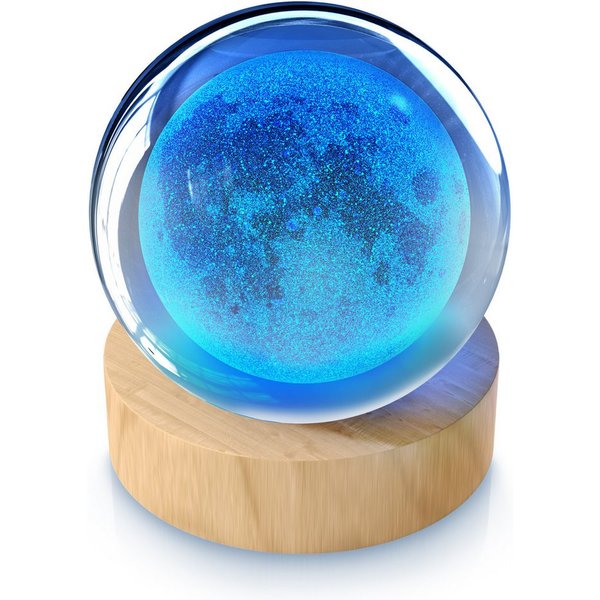 MyBeo LED Dekolicht 3D Glaskugel, Leuchtende Kristallkugel mit Gravur, Nachtlicht Skulptur, Farbwechsel, mit LED, USB-Anschluss, Nachtlichtfunktion, LED fest ve
