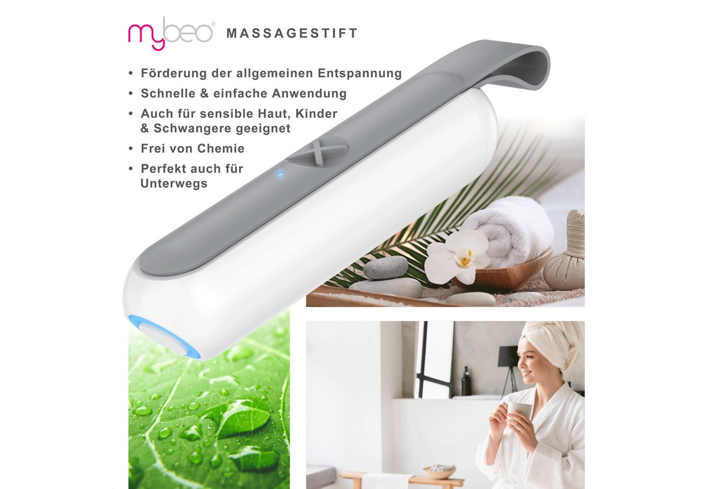 MyBeo Massagegerät Massagestift Vibrationsstift, Vibration und Wärmeeffekt, elektrisch, 1-tlg., Steigerung des Wohlbefindens von Hautbereichen – Bild 4 von 5