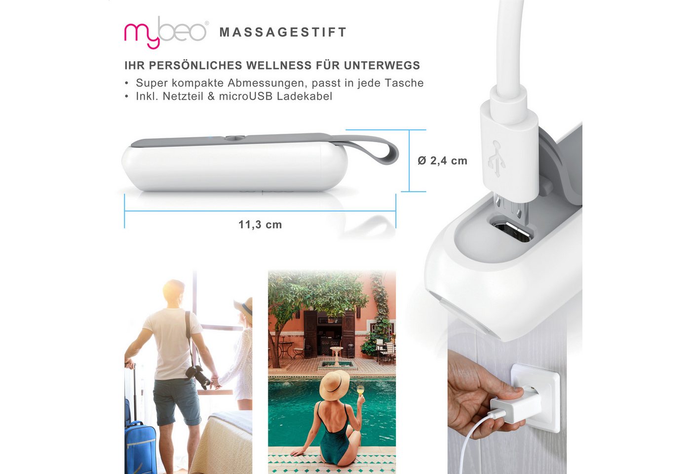 MyBeo Massagegerät Massagestift Vibrationsstift, Vibration und Wärmeeffekt, elektrisch, 1-tlg., Steigerung des Wohlbefindens von Hautbereichen – Bild 5 von 5