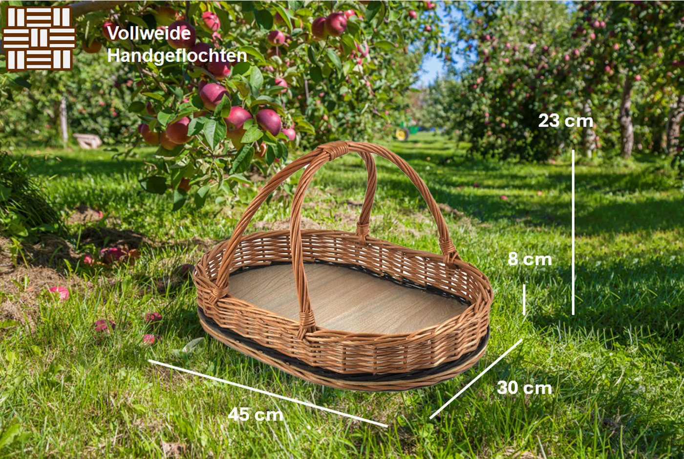 MyBer® Tablett Korb aus Weide Weidentablett Weidenkorb Tragekorb 44/28/25cm braun, Weide, (1-tlg., Für Obst, Gemüse, Brot, Geschirr und Vieles mehr), Sehr stabi – Bild 3 von 5