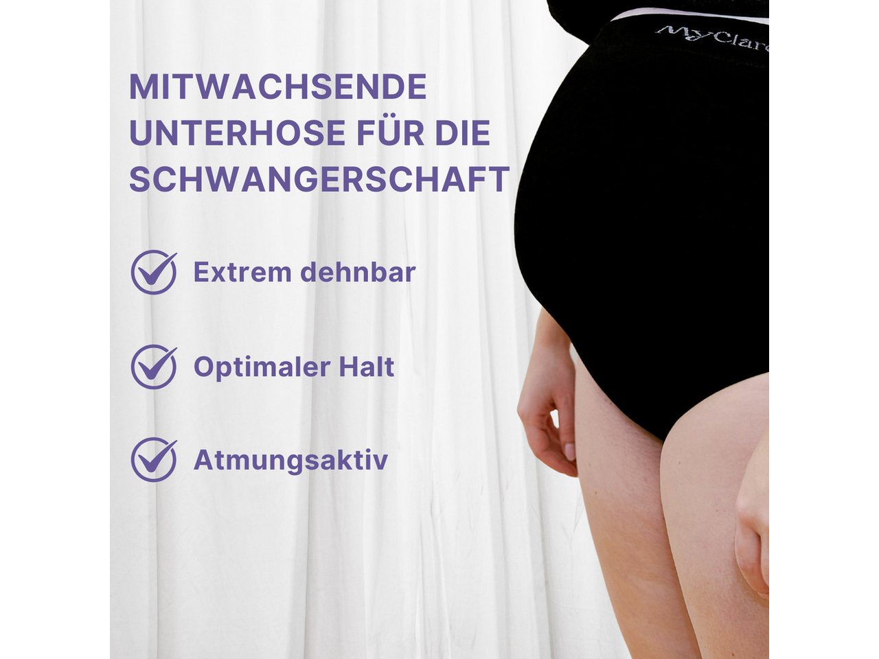 MyClarella Umstandsslip Mitwachsende Schwangerschaftsunterhose - The Bump Panty – Bild 2 von 5