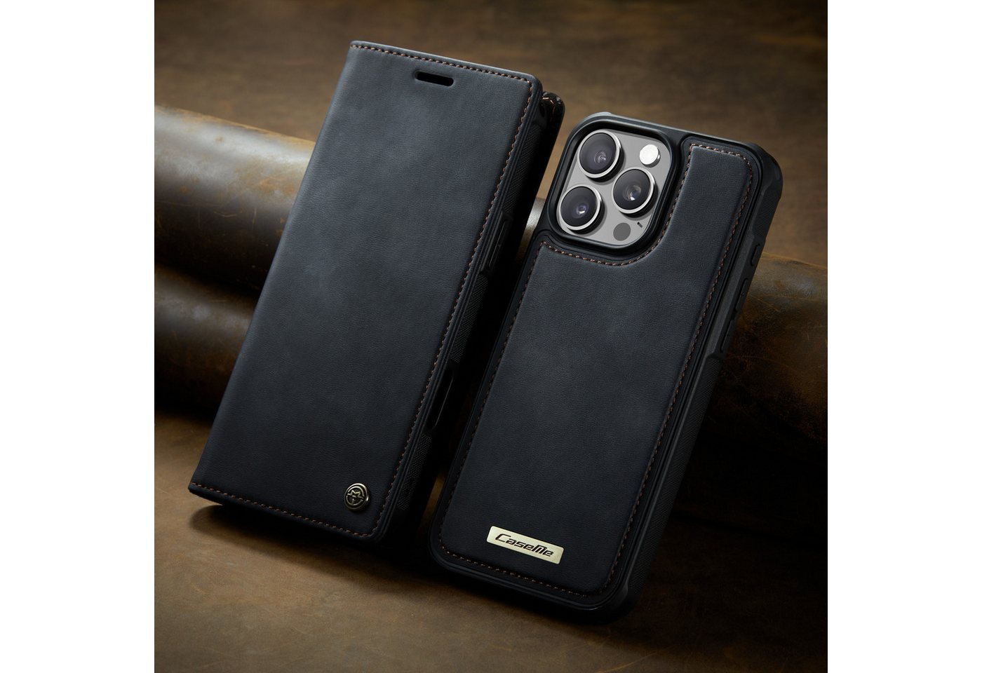 Mycotech Handyhülle Premium 2in1 Klapphülle mit abnehmbarem Magnet Case MagSafe Für iPhone 15 Pro, Schwarz – Bild 3 von 5