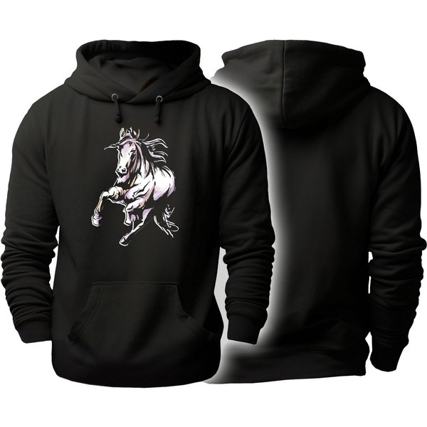 MyDesign24 Hoodie Pferde Kapuzen Pulli - Wildpferd Herren und Damen Kapuzensweater mit Pferde Print i168