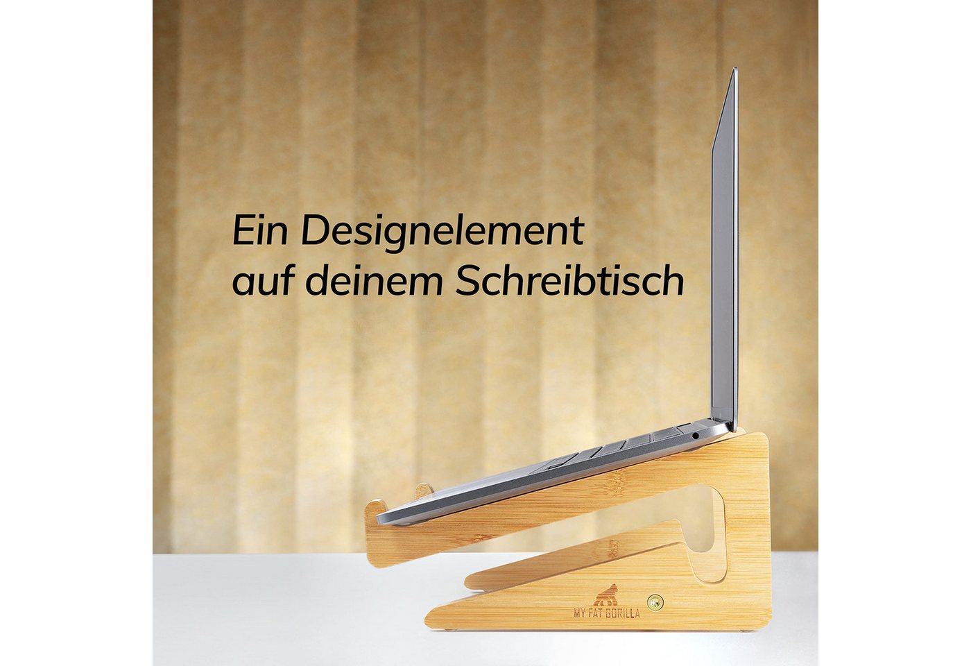 MyFatGorilla Laptop-Ständer aus Bambus, Notebook Ständer für 10-15 Zoll, Schreibtisch Zubehör, (bis 15 Zoll, MacBook Stand, Laptop Halter Holz, Laptop Erhöhung, – Bild 5 von 5