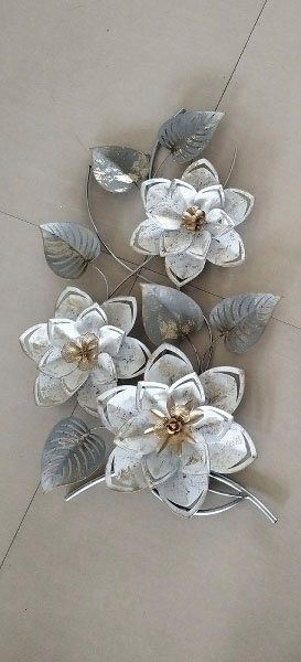Myflair Möbel & Accessoires Wandbild Blumen, silber/weiß, aus Metall, Blumenranke – Bild 2 von 4