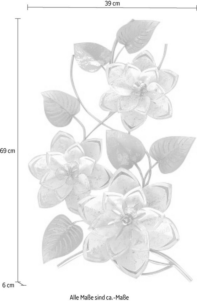 Myflair Möbel & Accessoires Wandbild Blumen, silber/weiß, aus Metall, Blumenranke – Bild 3 von 4