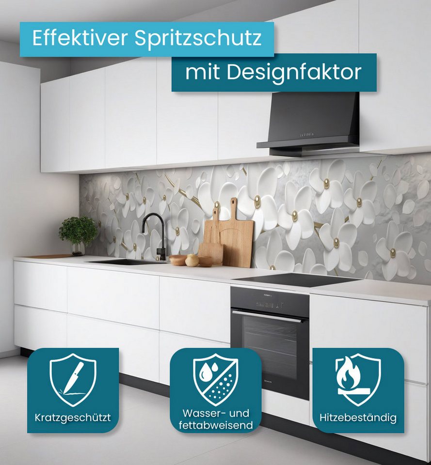 MyMaxxi Küchenrückwand Küchenrückwand selbstklebend blühender Blütenbaum Spritzschutz Folie, (Klebefolie passend geschnitten und gerollt B 80 cm x H 60 cm), Bau – Bild 2 von 5