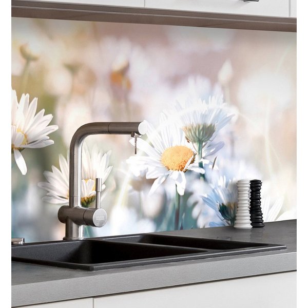 MyMaxxi Küchenrückwand Küchenrückwand selbstklebend Blumen Margeriten Spritzschutz Folie, (Klebefolie Küchenrückwand aufgerollt B 400 cm x H 60 cm), White Flowe