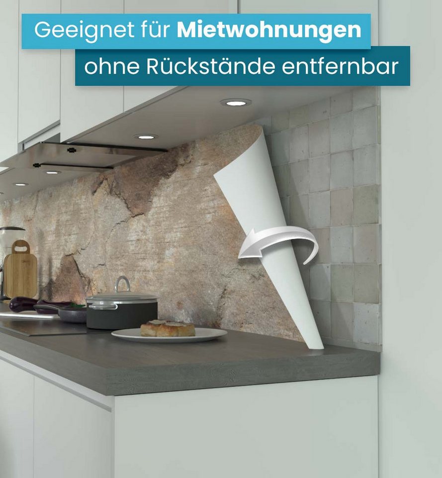 MyMaxxi Küchenrückwand Küchenrückwand selbstklebend Sandstein Spritzschutz Folie, (Klebefolie Küchenrückwand aufgerollt B 400 cm x H 60 cm), Sand Stone B 400 cm – Bild 3 von 5