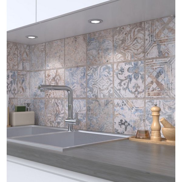 MyMaxxi Küchenrückwand Küchenrückwand selbstklebend Verwaschenes Retro Mosaik Spritzschutz, (Klebefolie passend geschnitten und gerollt B 180 cm x H 60 cm), Kup