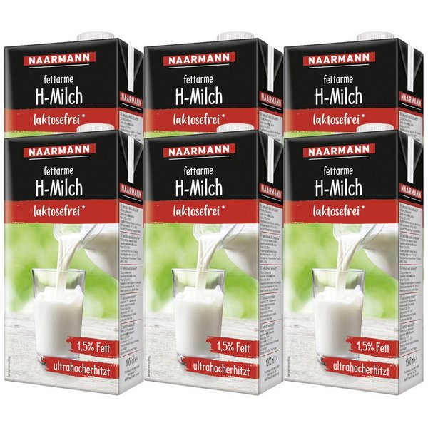 NAARMANN Milch, Naarmann laktosefreie haltbare Milch 1.5 Prozent Fett 1000ml 6er Pack
