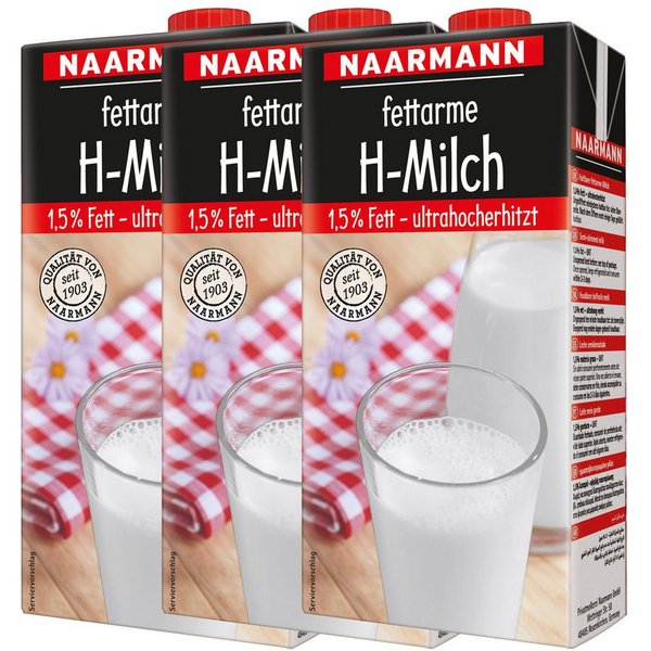 NAARMANN Milch, Naarmann H Milch 1.5 Fett ultrahocherhitzt 1000ml 3er Pack