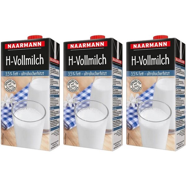 NAARMANN Milch, Naarmann H Milch 3.5 Fett Vollmilch ultrahocherhitzt 1000ml 3er Pack