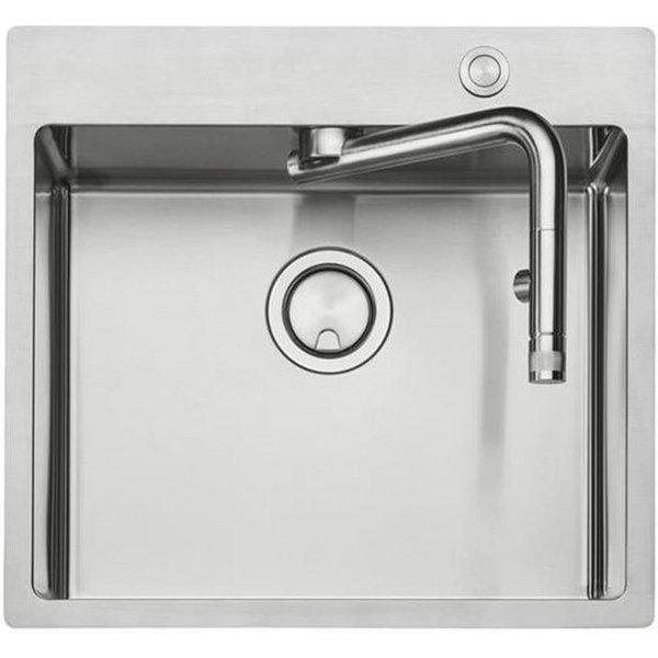 Naber Edelstahlspüle n-Set Corno Turno 60, Spüle und integrierte Armatur Turno, Edelstahl, 55/51 cm