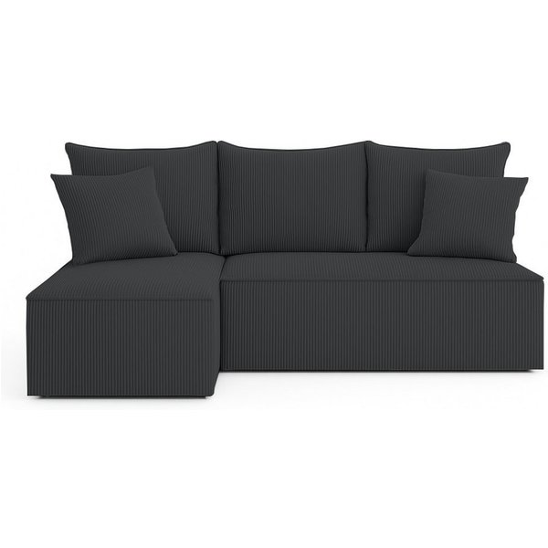 NACANAPA Ecksofa VELO S, Bettzeug-Container, weicher und angenehmer Stoff zum Anfassen, Lose Rückenkissen mit Reißverschluss, Schlaffunktion 130x200 cm